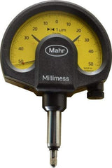 Mahr - 1 micro m Graduation, Accuracy Up to 1 m, 50 micro m Measurement, Dial Comparator Gage - 1 N Force, 2.8mm Overtravel, White - Americas Industrial Supply