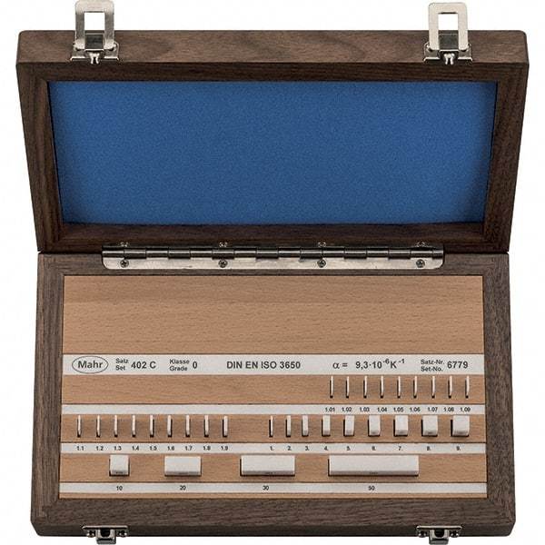 Mahr - 32 Piece, 1 to 50mm, Grade 2, Ceramic Gage Block Set - Rectangular - Americas Industrial Supply