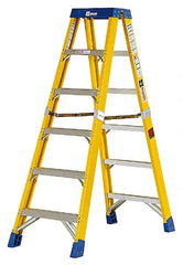 Made in USA - 7 Steps, 16 Ft. High, Type IA Rating, Fiberglass Step Ladder - Americas Industrial Supply