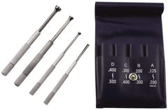 TESA Brown & Sharpe - 1/8 to 1/2 Inch Measurement, Small Hole Gage Set - Half Ball, Satin Chrome Coated, Includes Pouch - Americas Industrial Supply