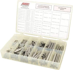 Made in USA - 500 Piece, 1/16 to 7/16" Pin Diam, Spring Pin Assortment - 420 Stainless Steel - Americas Industrial Supply
