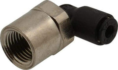 Legris - 1/8" OD, 1/8 NPT, Nylon/Nickel Plated Brass Push-to-Connect Female Elbow - 290 Max psi - Americas Industrial Supply
