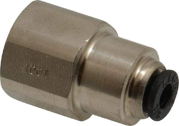 Legris - 1/8" Outside Diam, 1/8 NPT, Nickel Plated Brass Push-to-Connect Tube Female Connector - 290 Max psi - Americas Industrial Supply