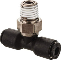 Legris - 1/8" OD, 1/16 NPT, Nylon/Nickel Plated Brass Push-to-Connect Male Branch Tee - 290 Max psi - Americas Industrial Supply