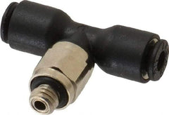 Legris - 1/8" OD, 10-32 UNF, Nylon/Nickel Plated Brass Push-to-Connect Male Branch Tee - 290 Max psi - Americas Industrial Supply