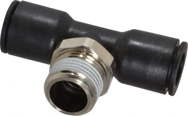 Legris - 1/2" OD, 1/2 NPT, Nylon/Nickel Plated Brass Push-to-Connect Male Branch Tee - 290 Max psi - Americas Industrial Supply