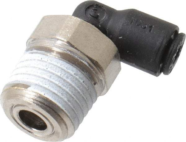 Legris - 1/8" OD, 1/4 NPT, Nylon/Nickel Plated Brass Push-to-Connect Male Elbow - 290 Max psi - Americas Industrial Supply