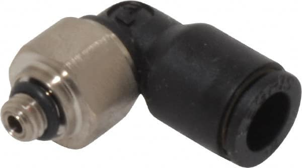 Legris - 1/4" OD, 10-32 UNF, Nylon/Nickel Plated Brass Push-to-Connect Male Elbow - 290 Max psi - Americas Industrial Supply