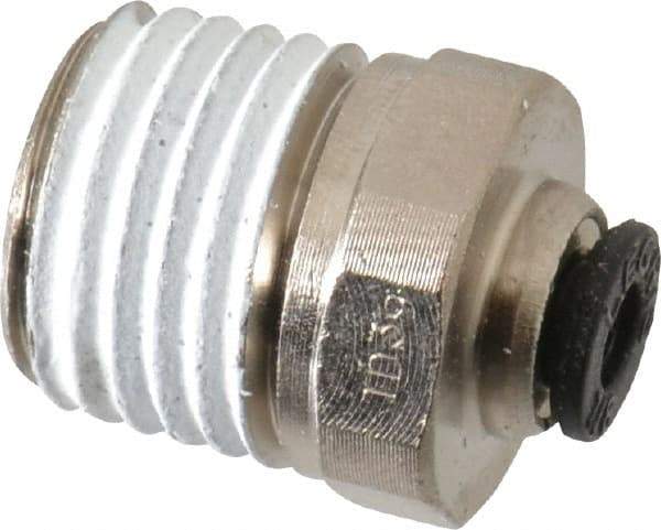 Legris - 1/8" Outside Diam, 1/4 NPT, Nickel Plated Brass Push-to-Connect Tube Male Connector - 290 Max psi - Americas Industrial Supply