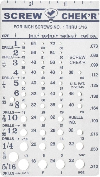 Made in USA - No.1 to 5/16 Inch Stainless Steel Inch Thread Screw Checker - Americas Industrial Supply