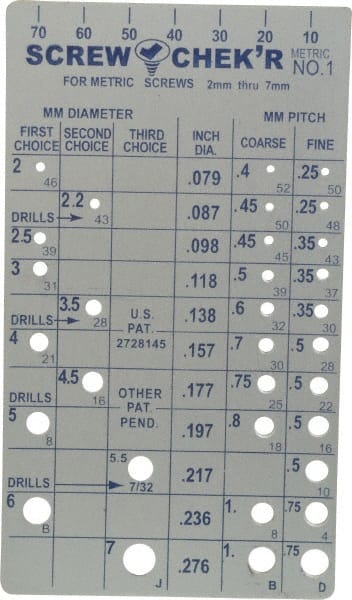 Made in USA - M2 to M7mm Stainless Steel Metric Thread Screw Checker - Americas Industrial Supply