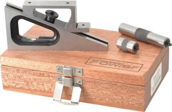 Fowler - 6-1/4 Inch Adjustable Planer and Shaper Gage - 5 Inch Long, 3/4 Inch Wide, 6-1/4 Inch High Base, Includes 1 Inch Extension Post, 3 Inch Extension Post, Wooden Case - Americas Industrial Supply