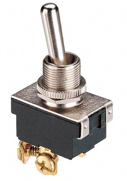 GC/Waldom - SPDT Medium Duty On-Off-On Toggle Switch - Spade Terminal, Paddle Handle Actuator, 1/2 hp at 125/250 VAC hp, 125 VAC at 10 A & 250 VAC at 5 A - Americas Industrial Supply