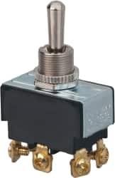 GC/Waldom - DPDT Heavy Duty On-Off-On Toggle Switch - Screw Terminal, Bat Handle Actuator, 1-1/2 hp at 125/250 VAC hp, 125/150 VAC - Americas Industrial Supply