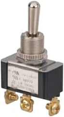 GC/Waldom - SPDT Heavy Duty On-Off-On Toggle Switch - Screw Terminal, Bat Handle Actuator, 3/4 hp at 125/250 VAC hp, 277 VAC - Americas Industrial Supply