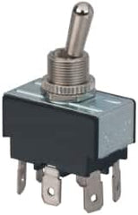 GC/Waldom - DPDT Heavy Duty On-On Toggle Switch - Quick Connect Terminal , Bat Handle Actuator, 1-1/2 hp at 125/250 VAC hp, 125/150 VAC - Americas Industrial Supply