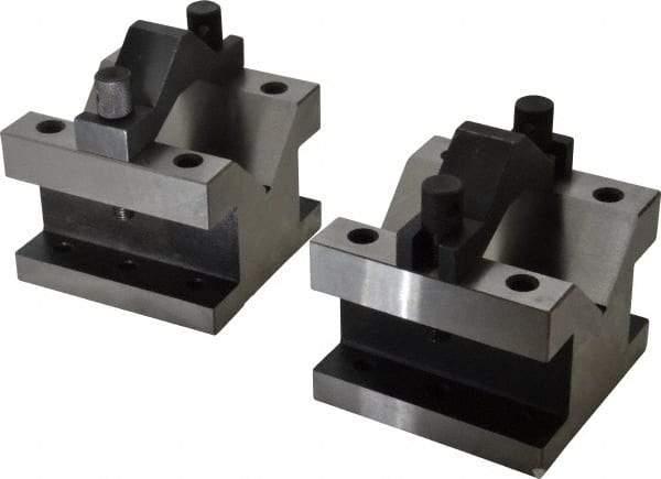 Value Collection - 2-9/16" Max Capacity, 90° Angle, Hardened Steel V-Block - 4-1/8" Long x 4-1/8" Wide x 3-1/16" High, Sold as 2 Block Set - Americas Industrial Supply