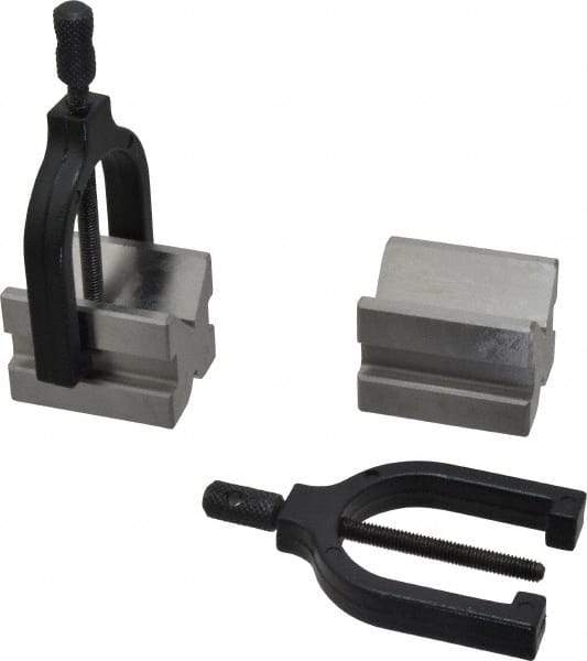 Value Collection - 1/2 to 1-3/32" Capacity, 90° Angle, Tool Steel V-Block - 2" Long x 1-1/2" Wide x 1-1/2" High, Sold as 2 Block Set - Americas Industrial Supply