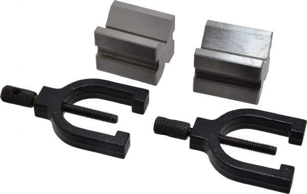 Value Collection - 7/16 to 13/16" Capacity, 90° Angle, Steel V-Block - 1-19/32" Long x 1-1/4" Wide x 1-1/4" High, Sold as 2 Block Set - Americas Industrial Supply