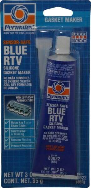 Permatex - 3 oz Tube Blue Butyl Rubber Gasket Sealant - -65 to 400°F Operating Temp, 24 hr Full Cure Time - Americas Industrial Supply