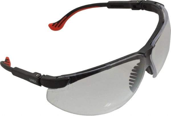 Uvex - Clear Lenses, Framed Safety Glasses - Anti-Fog, Scratch Resistant, Black Polycarbonate Frame, Adjustable Temples, Size Universal, Wrap Around - Americas Industrial Supply