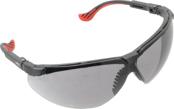 Uvex - Gray Lenses, Framed Safety Glasses - Scratch Resistant, Black Polycarbonate Frame, Adjustable Temples, Size Universal, Wrap Around - Americas Industrial Supply
