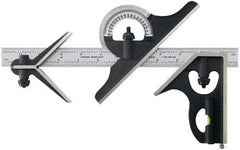 TESA Brown & Sharpe - 2 Piece, 24" Combination Square Set - 1/16, 1/32, 1/64 & 1/8" (4R) Graduation, Hardened Steel Blade, Hardened Steel Center & Square Head - Americas Industrial Supply