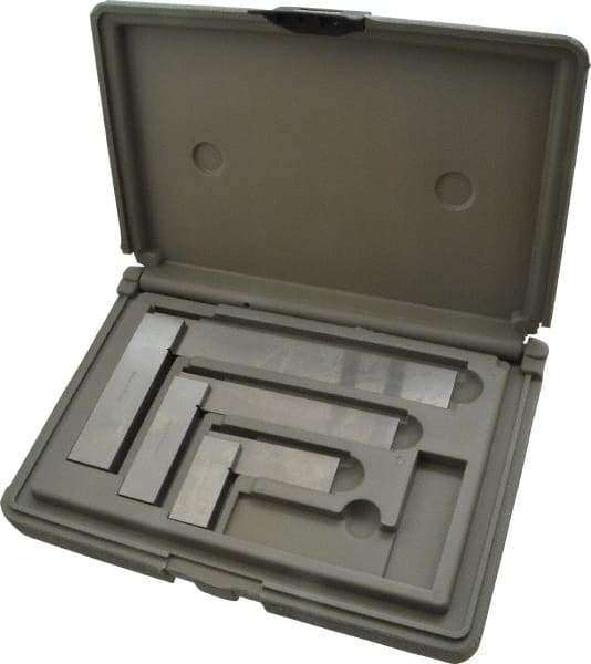 TESA Brown & Sharpe - 3 Piece, 1-1/2, 3, 4 Inch Base Length, 2, 4, 6 Inch Blade Length, Square Set - Accuracy Up to 0.0006 Inches, Steel, Includes Case - Americas Industrial Supply