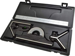TESA Brown & Sharpe - 4 Piece, 12" Combination Square Set - 1/16, 1/32, 1/64 & 1/8" (4R) Graduation, Hardened Steel Blade, Hardened Steel Center, Protractor & Square Head - Americas Industrial Supply