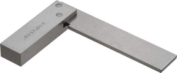 Value Collection - 2-1/2" Blade Length, 1-1/2" Base Length Steel Square - 0.0003" Accuracy, Beveled Edge - Americas Industrial Supply