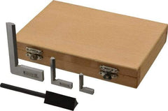 SPI - 4 Piece, 3/4, 1-1/8, 1-15/16 Inch Base Length, 1, 1-1/2, 1-9/16, 2-15/16 Inch Blade Length, Square Set - Hardened Steel, Includes 3 Beveled Squares, Case, Triangular Straight Edge - Americas Industrial Supply