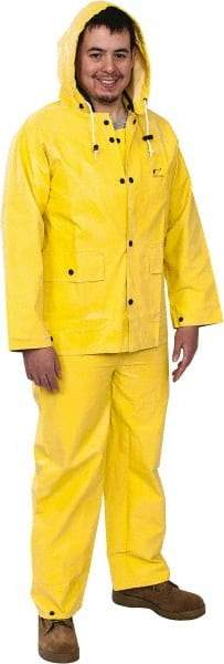 OnGuard - Size S, Yellow, Chemical, Rain Three Piece Suit - Detachable Hood - Americas Industrial Supply
