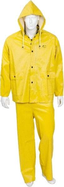 OnGuard - Size L, Yellow, Rain Three Piece Suit - Detachable Hood - Americas Industrial Supply