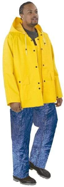 OnGuard - Size S, Yellow, Chemical, Rain Coat - 46" Chest, 2 Pockets - Americas Industrial Supply