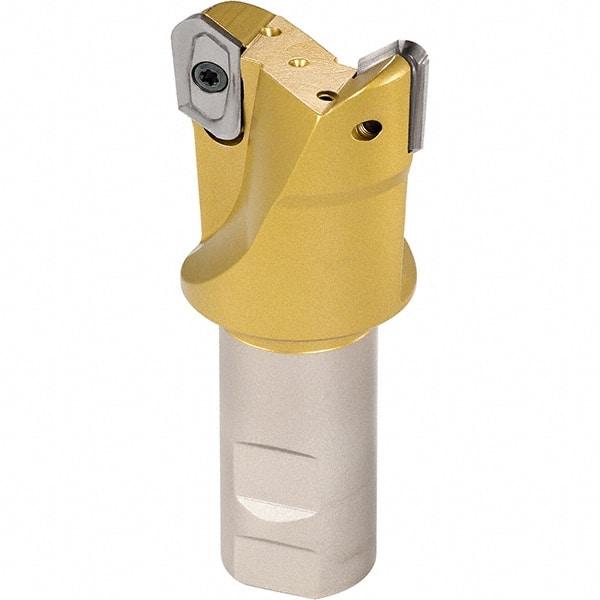 Iscar - 1-1/2" Cut Diam, 0.807" Max Depth of Cut, 1-1/2" Shank Diam, 6" OAL, Indexable Square Shoulder End Mill - HM90 APCR 2206.. Inserts, Weldon Shank, 90° Lead Angle, Through Coolant, Series Helialu - Americas Industrial Supply