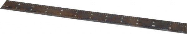 PEC Tools - 12" Long, 1/64, 1/32, 1/16, 1/8" Graduation, Rigid Steel Rule - Americas Industrial Supply