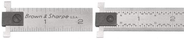 TESA Brown & Sharpe - 12" Long, 1/64, 1/32, 1/16, 1/8" Graduation, Steel Rule - 4R Graduation Style, 1" Wide, Silver, Satin Chrome Finish - Americas Industrial Supply