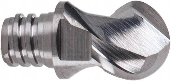 Iscar - MM EBA Grade IC08 Carbide Ball Nose Milling Tip Insert - Uncoated, 2 Flutes, 3/8" Cutting Diam, 0.27" Depth of Cut, 0.51" Extension, 3/16" Cnr Rad, 45° Helix - Americas Industrial Supply