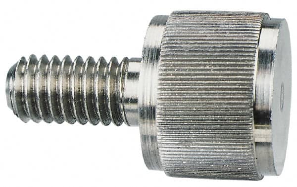 Morton Machine Works - 1/4-20 Knurled Shoulderless Grade 300 Stainless Steel Thumb Screw - 1" OAL, 5/8" Head Diam x 1/2" Head Height - Americas Industrial Supply