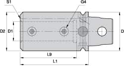 Kennametal - 1" Bore Diam, 1.97" Body Diam x 2.756" Body Length, Boring Bar Holder & Adapter - 2.28" Bore Depth, Internal & External Coolant - Exact Industrial Supply