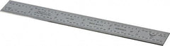 PEC Tools - 6" Long, 1/64, 1/32, 1/16, 1/8" Graduation, Rigid Steel Rule - 4R Graduation Style, 3/4" Wide, Silver, Satin Chrome Finish - Americas Industrial Supply