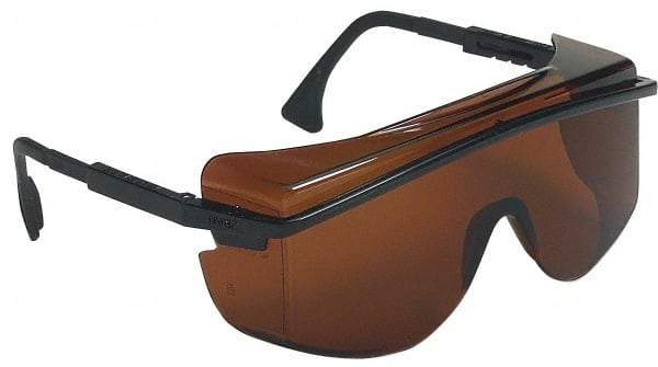 Uvex - SCT-Gray Lenses, Framed Safety Glasses - Scratch Resistant, Black Plastic Frame, Adjustable Temples, Size Universal, Over the Glasses - Americas Industrial Supply