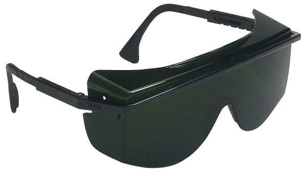 Uvex - Green Lenses, Framed Welding Glasses - Scratch Resistant, Black Plastic Frame, Adjustable Temples, Size Universal, Over the Glasses - Americas Industrial Supply