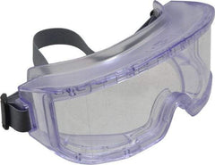 Uvex - Size Universal, Clear Polycarbonate Anti-Fog & Scratch Resistant Lens, Safety Goggles - Indirect Vent, Clear Plastic Frame, Over the Glass Style - Americas Industrial Supply