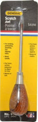 General - 6-1/2" OAL Steel Scratch Awl - Hardwood Handle - Americas Industrial Supply