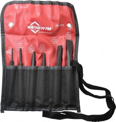Mayhew - 6 Piece Punch & Chisel Set - 1/2 to 5/8" Chisel, 3/16 to 3/8" Punch, Round Shank - Americas Industrial Supply