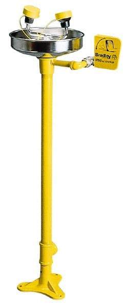 Bradley - Pedestal Mount, Plastic Bowl, Eye & Face Wash Station - 1/2" Inlet, 30 to 90 psi Flow, 3 GPM Flow Rate - Americas Industrial Supply