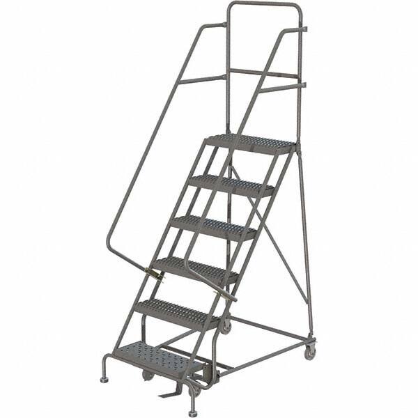 TRI-ARC - 93" 6 Step Ladder - 350 Lb Capacity, 60" Platform Height, 30" Base Width x 49" Depth, Heavy-Duty Serrated Grating - Americas Industrial Supply