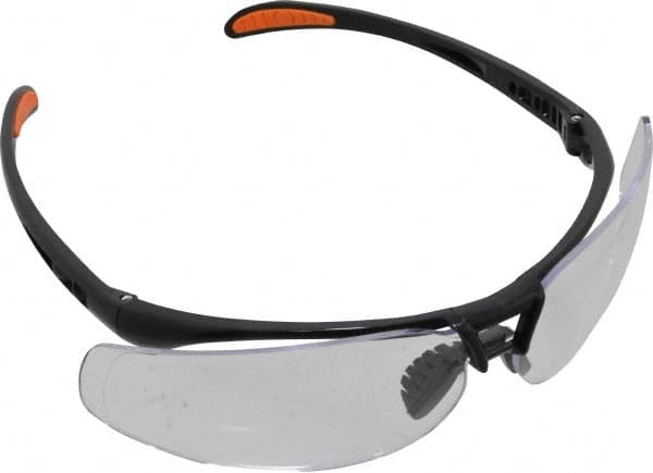 Uvex - Clear Lenses, Framed Safety Glasses - Scratch Resistant, Metallic Black Polycarbonate Frame, Size Universal, Wrap Around - Americas Industrial Supply