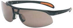 Uvex - Gray Lenses, Framed Safety Glasses - Anti-Fog, Scratch Resistant, Metallic Black Polycarbonate Frame, Size Universal, Wrap Around - Americas Industrial Supply